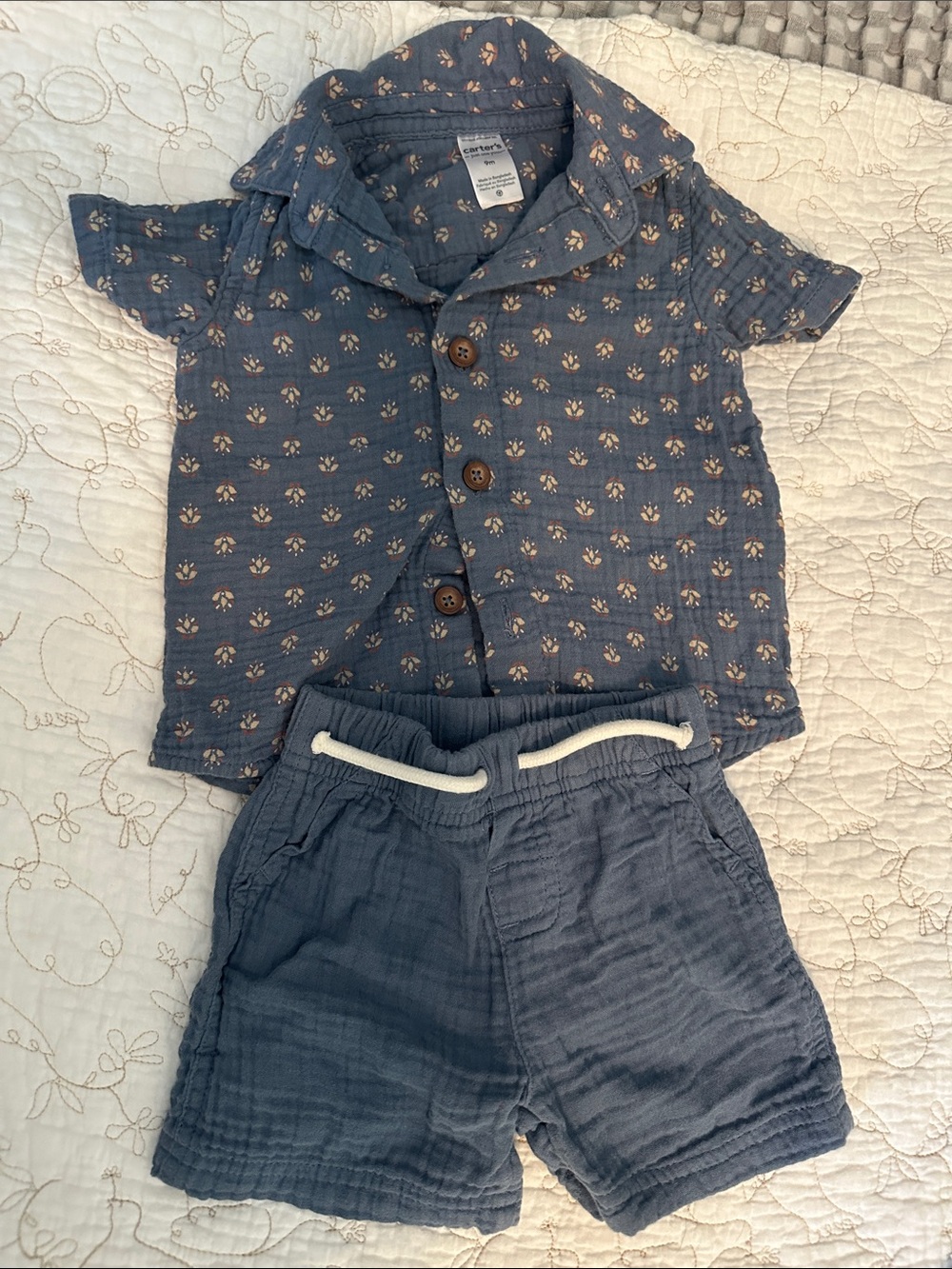 Carter's Navy Blue Toddler Two-Piece Shirt and Shorts Set
